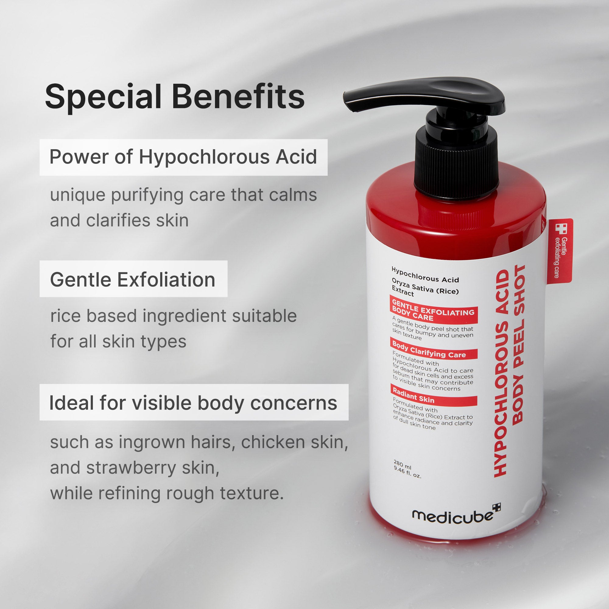 hypoklorsyra rice body peel shot