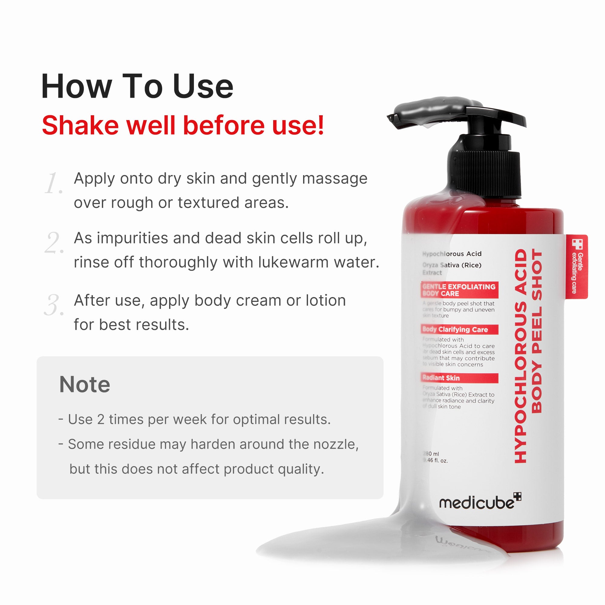 hypoklorsyra rice body peel shot