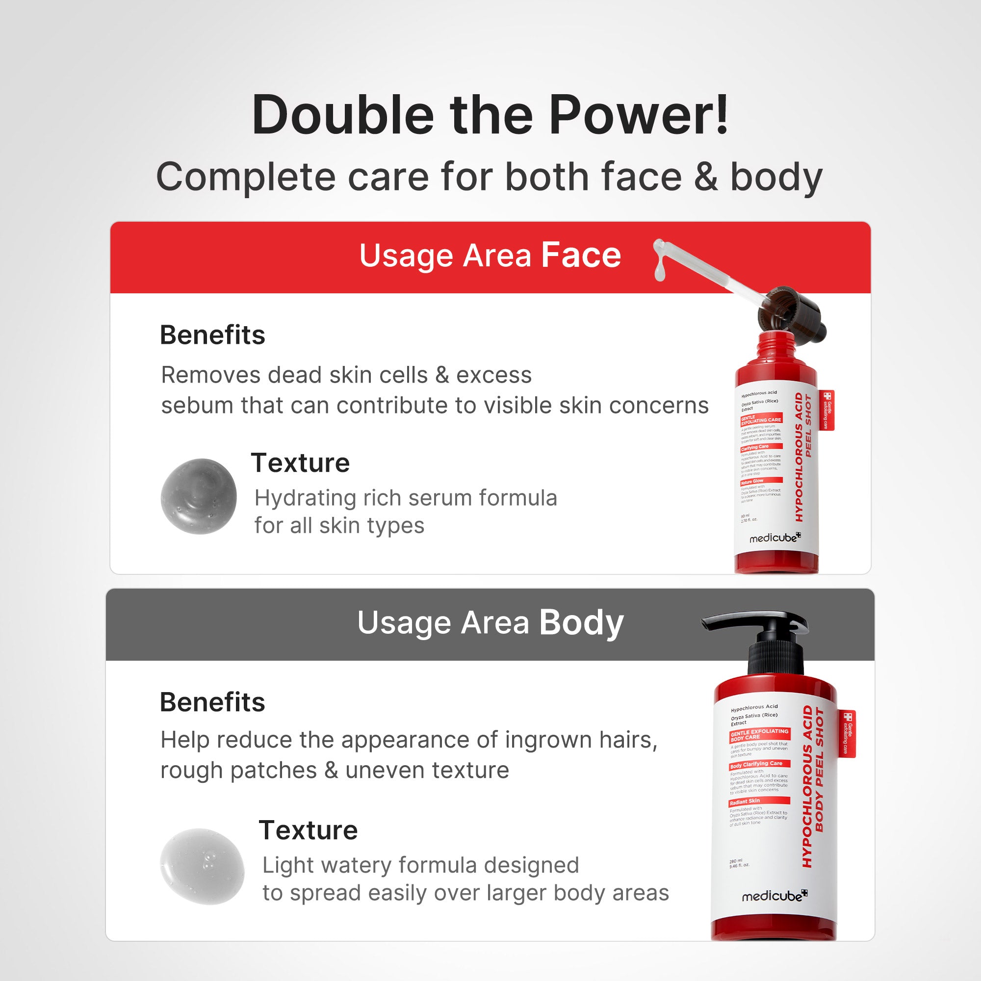 hypoklorsyra rice body peel shot